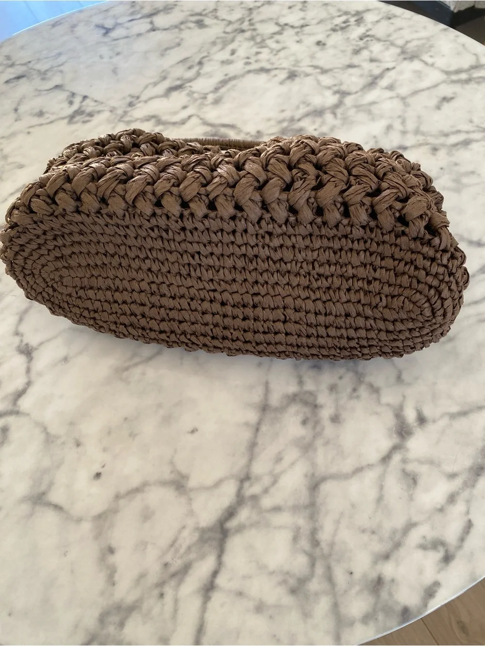 Anthropologie woven raffia brown shoulder bag / clutch removable chain - Picture 8 of 12